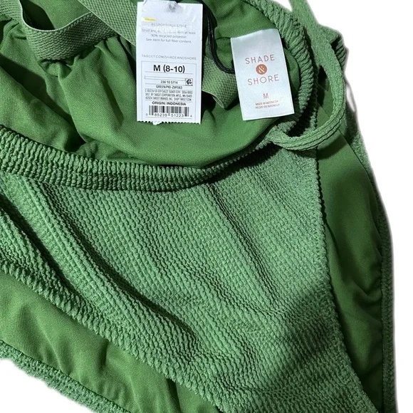 Shade & Shore - Women's Pucker Textured Medium Coverage One Piece Green M - Picture 6 of 9